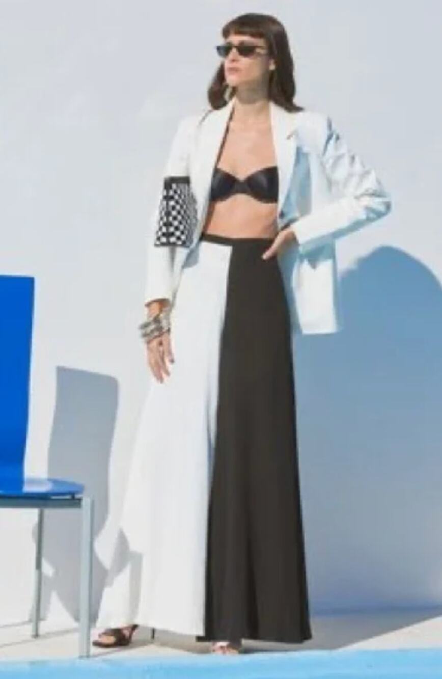 Staud Black & white Wide Leg Pants